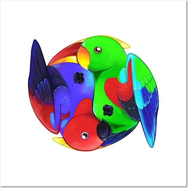 Dimorphism - Eclectus Parrots (White) Wall Art by Radiantglyph